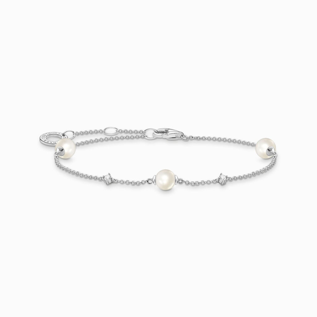 Pearl and White Stone Bracelet 