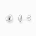 Small Silver Ear Studs in Organic Shape