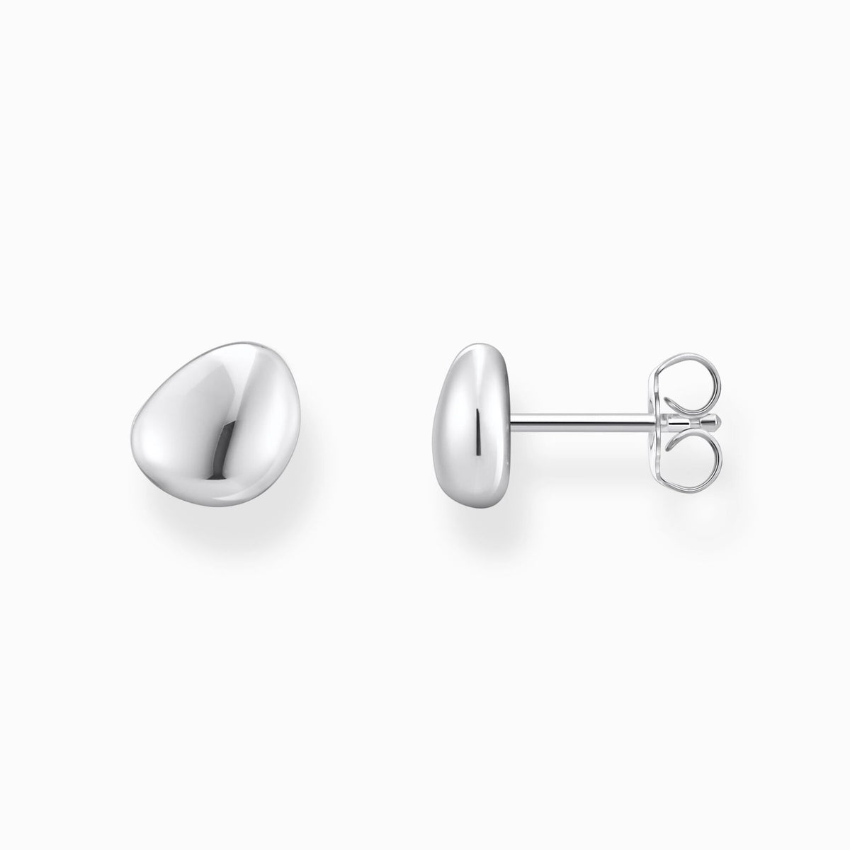 Small Silver Ear Studs in Organic Shape