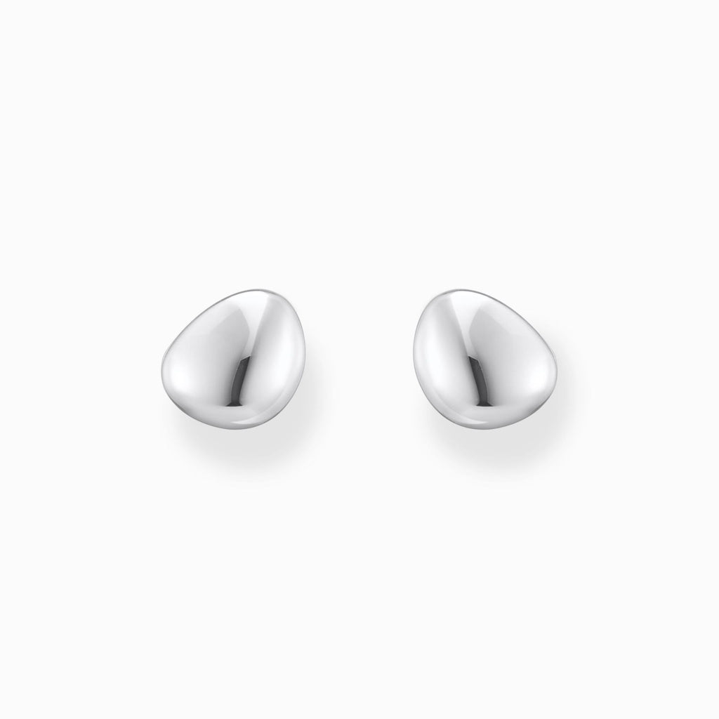 Small Silver Ear Studs in Organic Shape