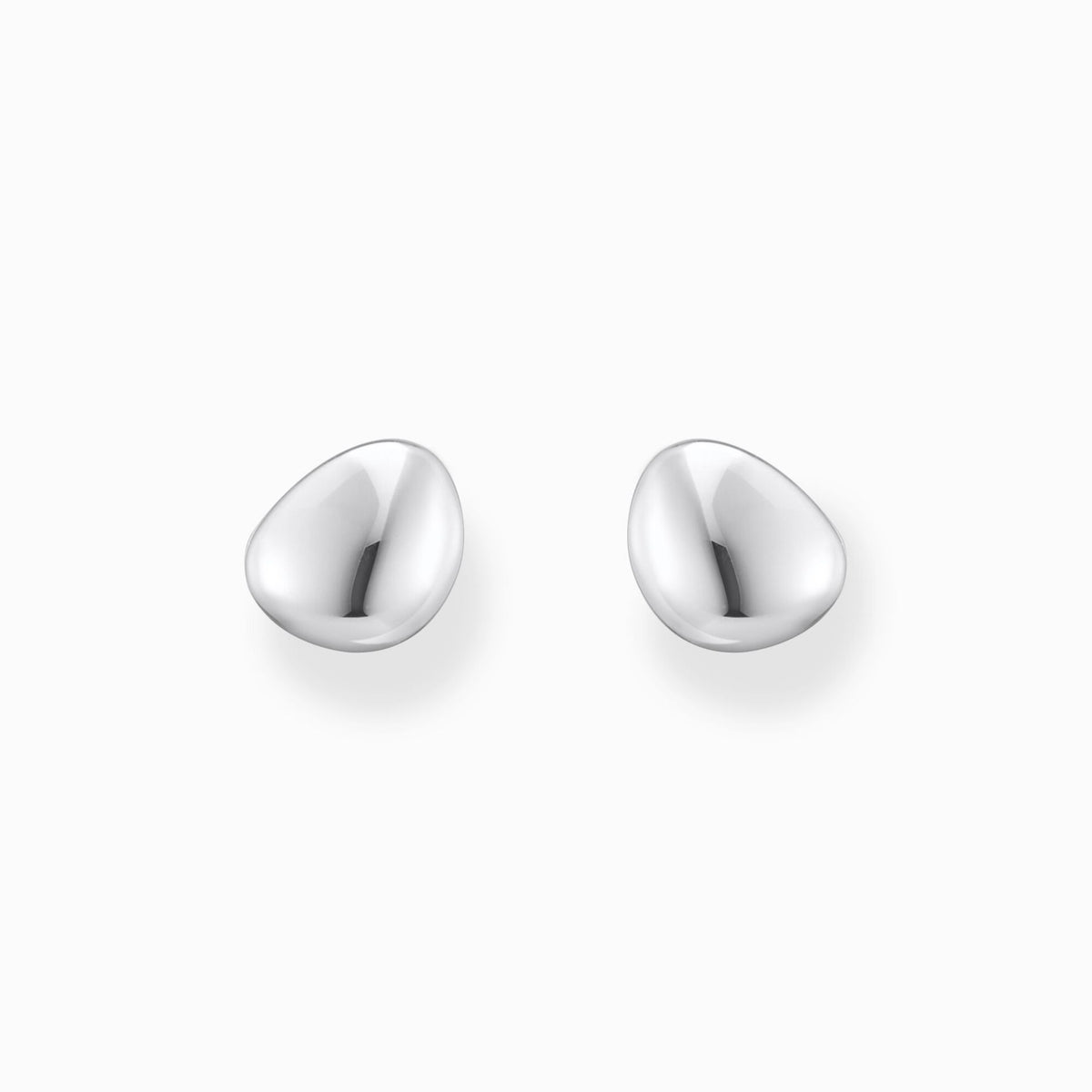 Small Silver Ear Studs in Organic Shape
