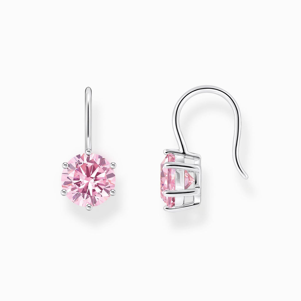 Pink Stone Hook Earrings 