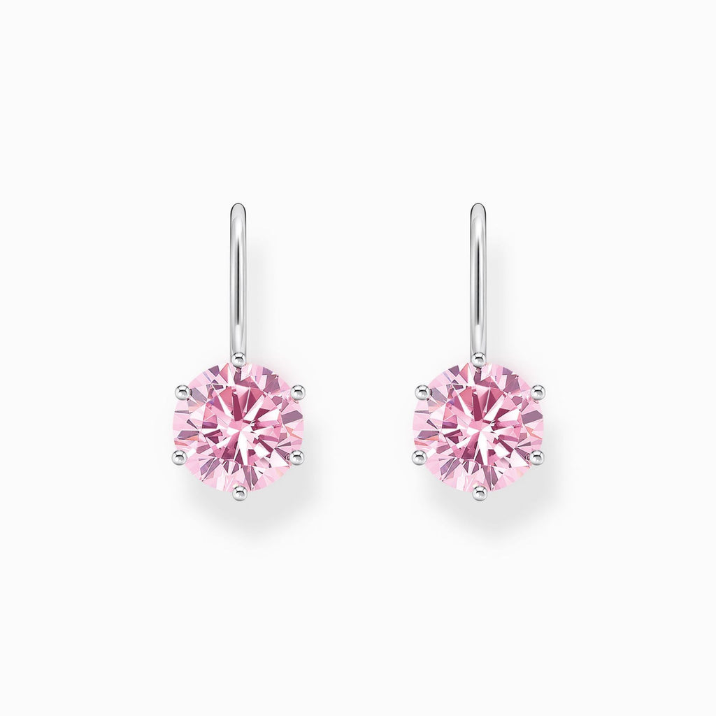 Pink Stone Hook Earrings 