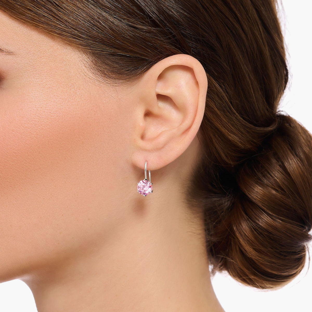 Pink Stone Hook Earrings 