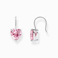 Heart Pink Stone Hook Earrings 