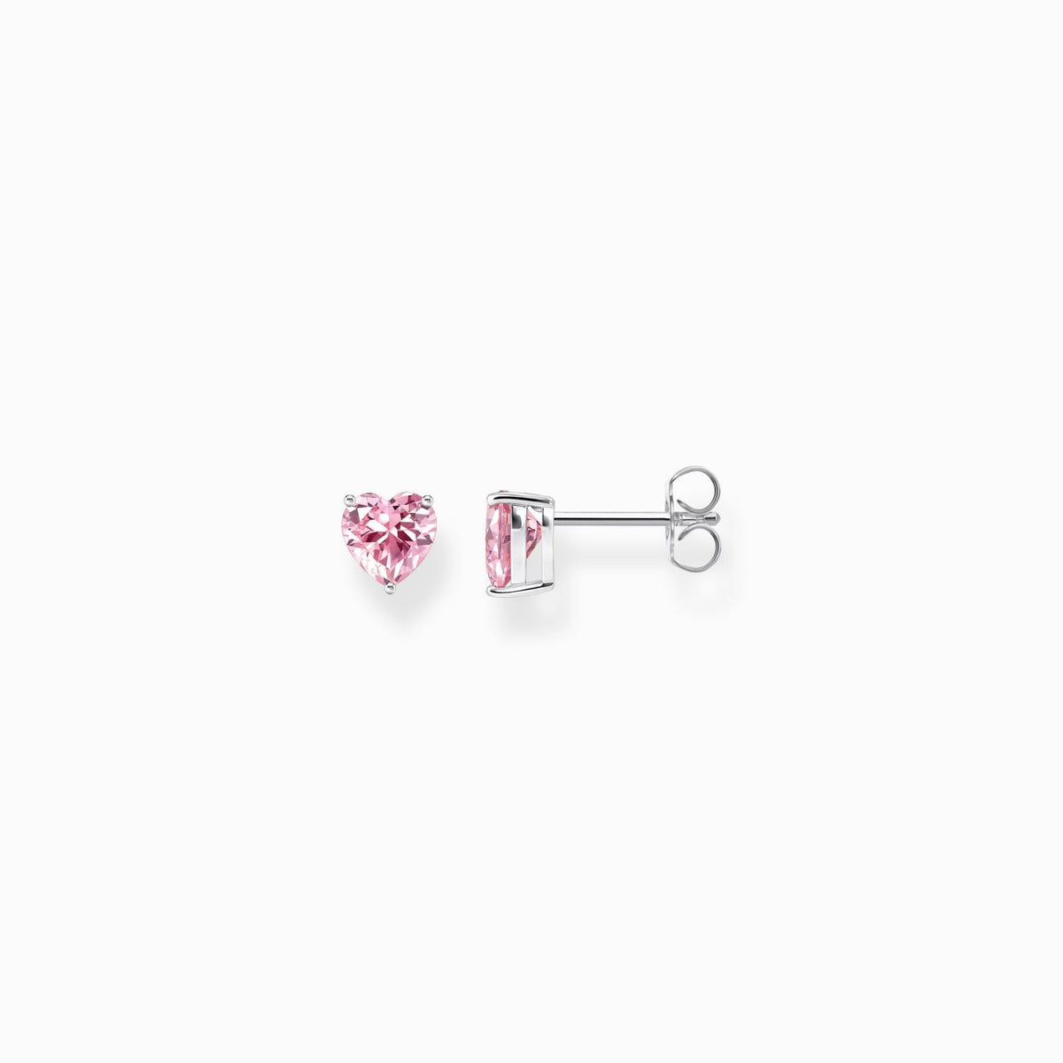 Heart Pink Stone Ear Studs