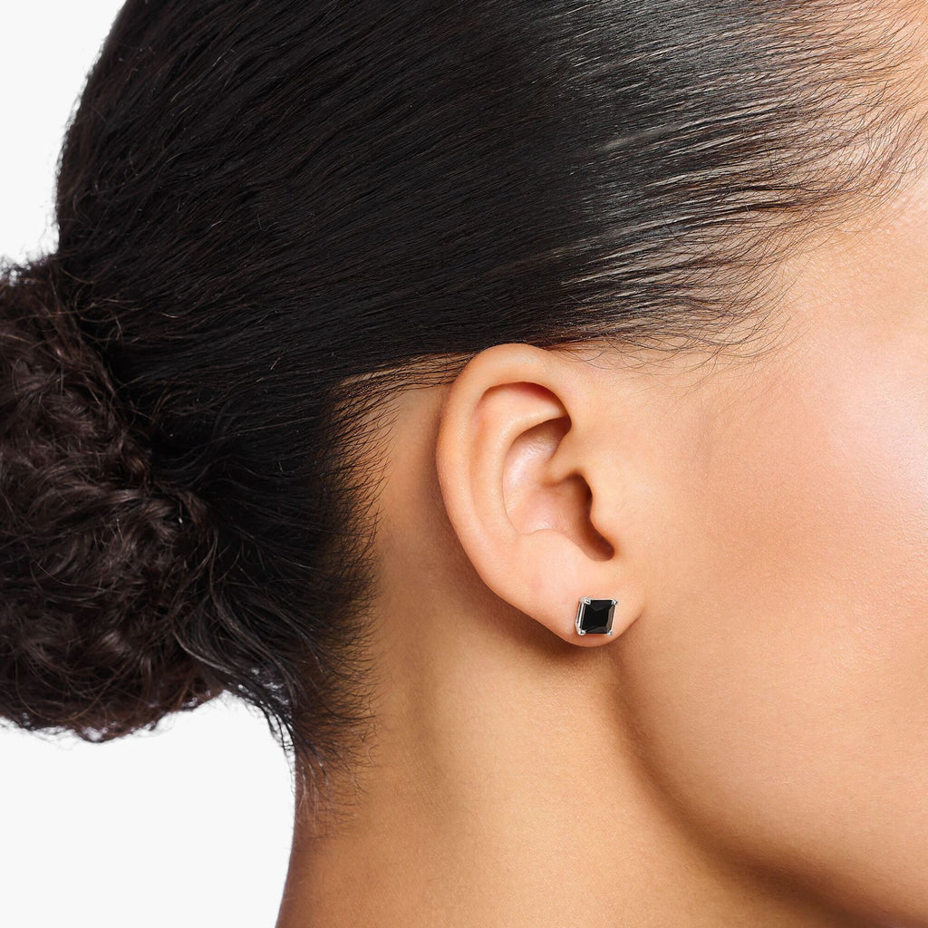 Black Onyx Princess Cut studs 