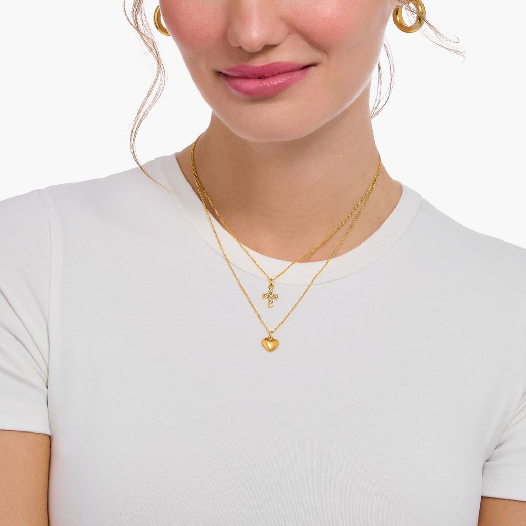 Puffed Heart Gold Necklace 