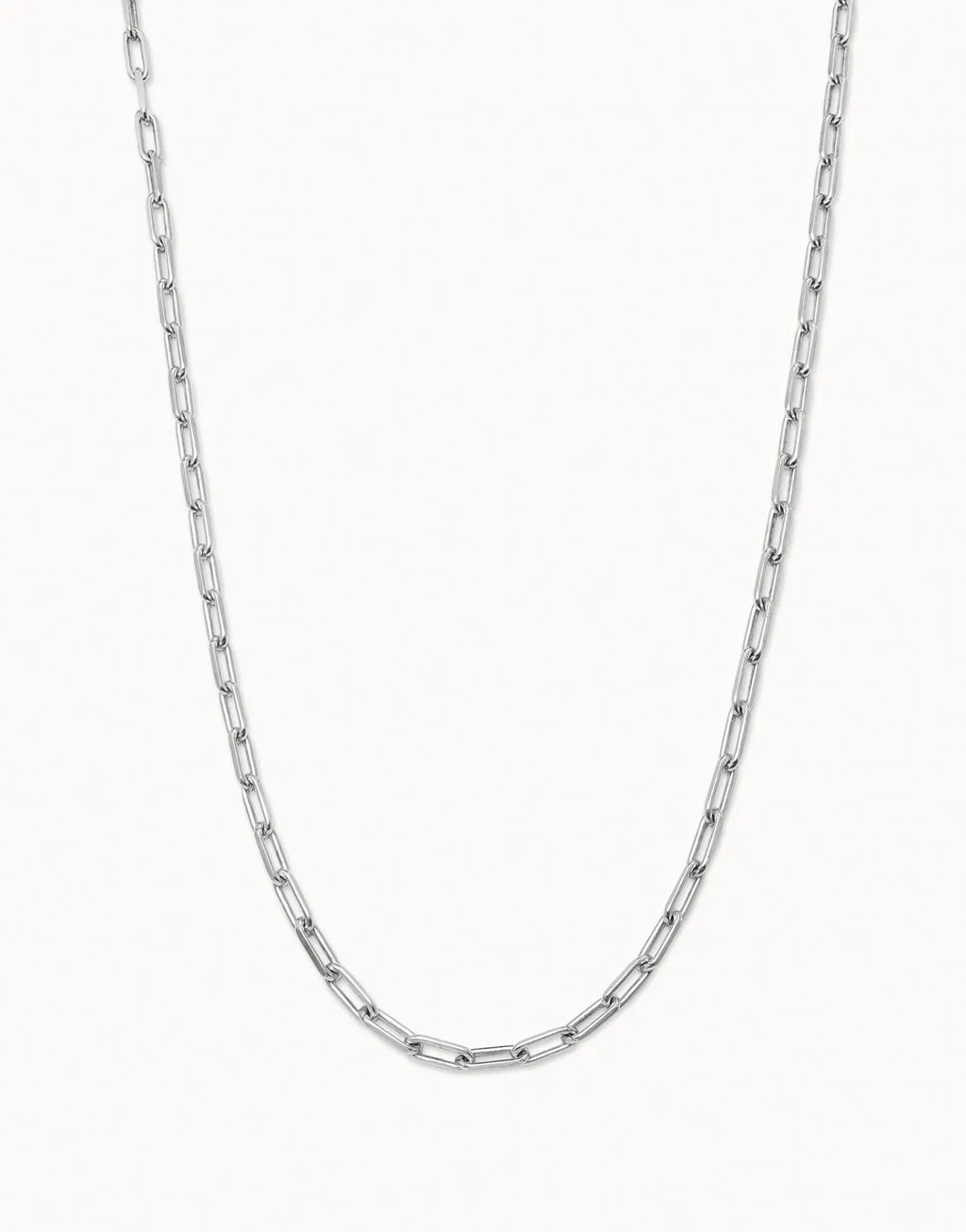 Cadena Long Paper Clip Style Silver Chain