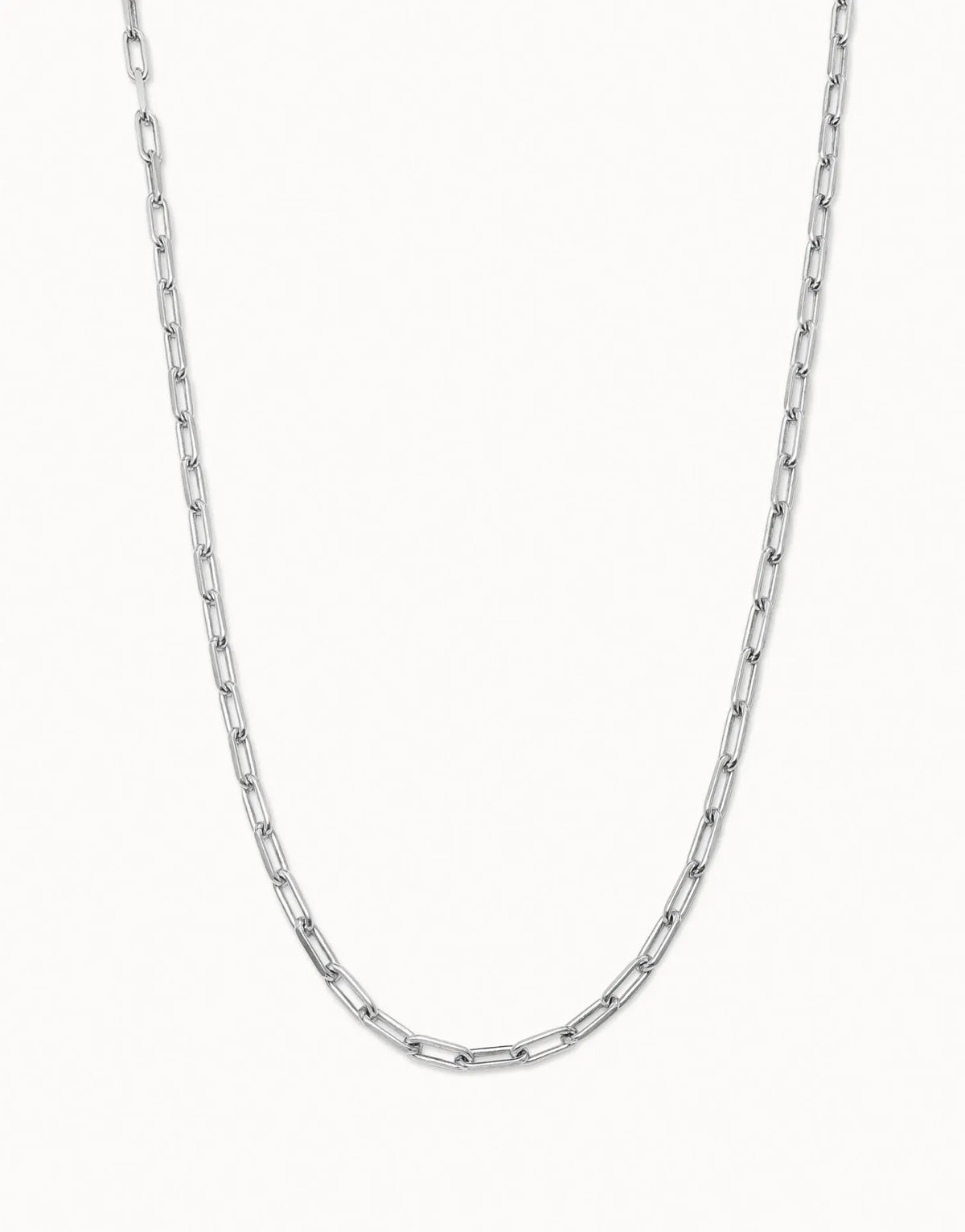 Cadena Long Paper Clip Style Silver Chain
