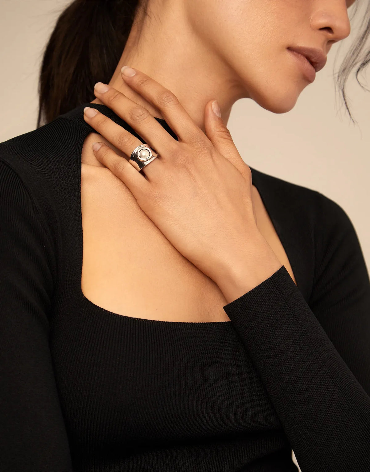 Mi Talisman Silver Ring with Pearl