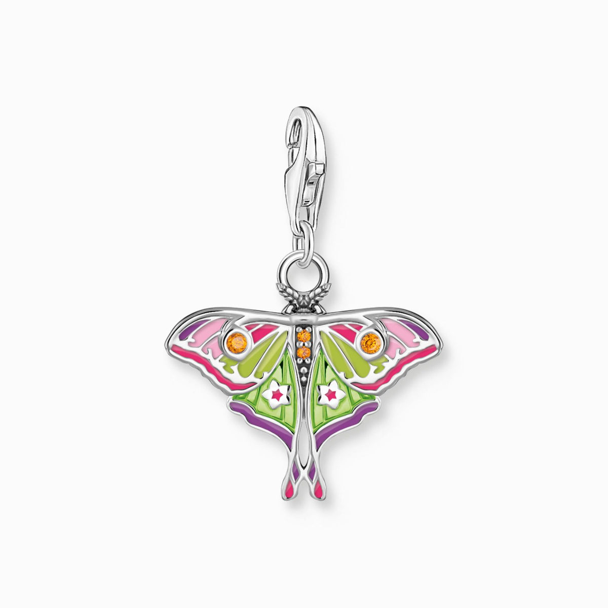 Colourful Moth Silver Charm 