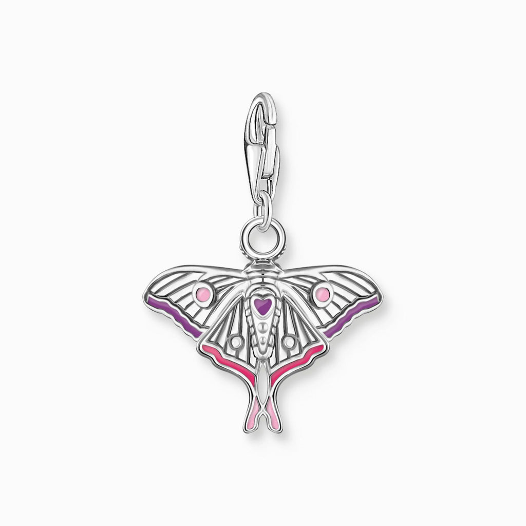 Colourful Moth Silver Charm 