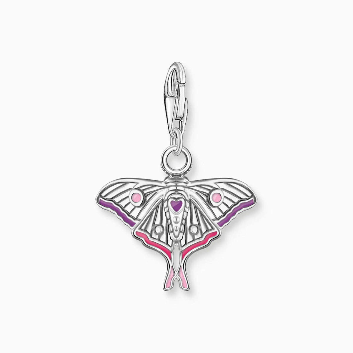 Colourful Moth Silver Charm 