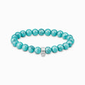 Silver Charm Bracelet with Imitation Turquoise Beads