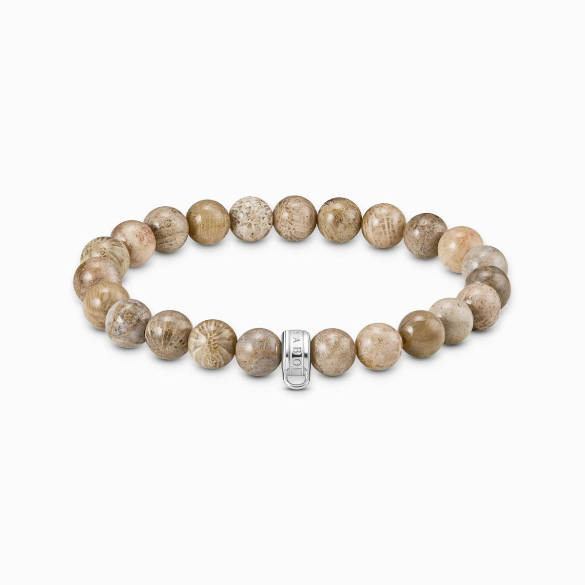 Silver Charm Bracelet with Daisy Jasper Beads