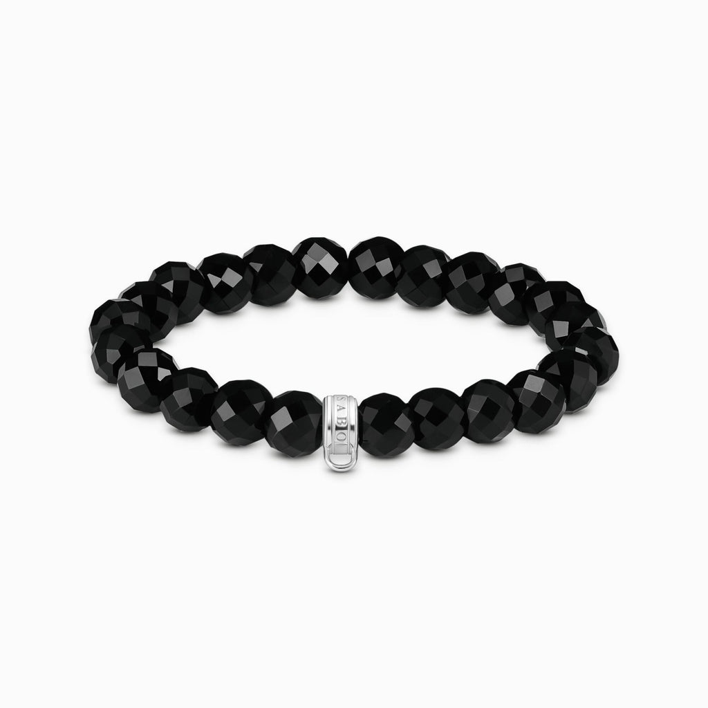 Obsidian Beaded Charm Bracelet