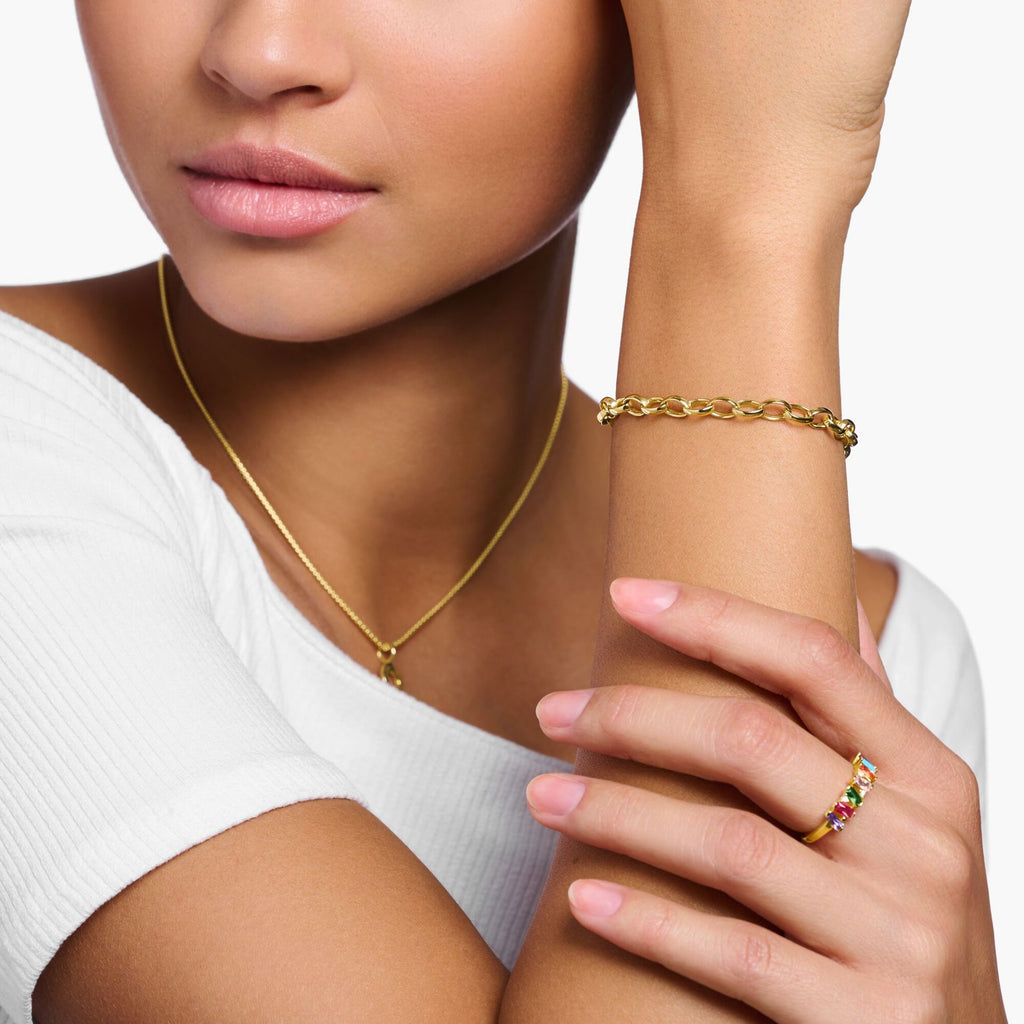 Charm Bracelet Classic Gold Plated Medium Linked 