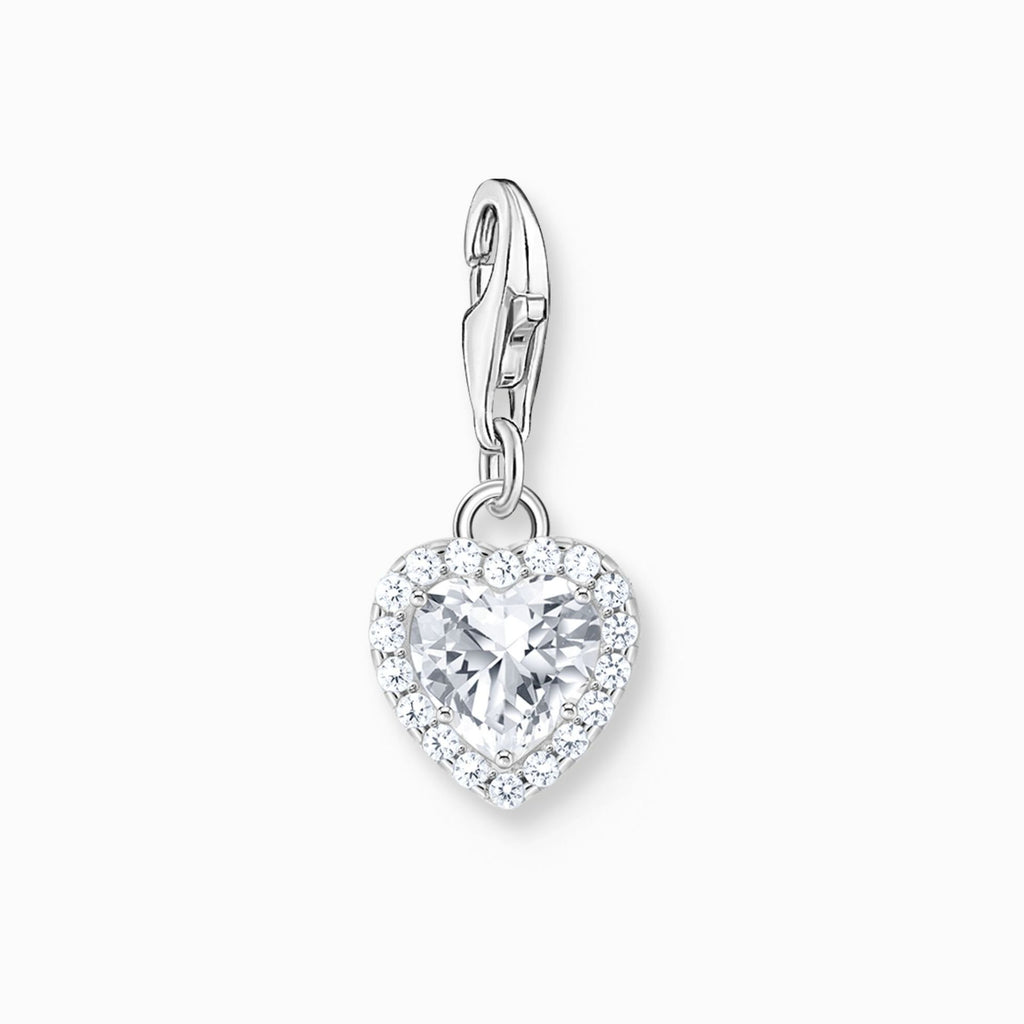 Silver White Heart Charm 
