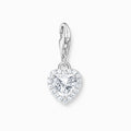 Silver White Heart Charm 
