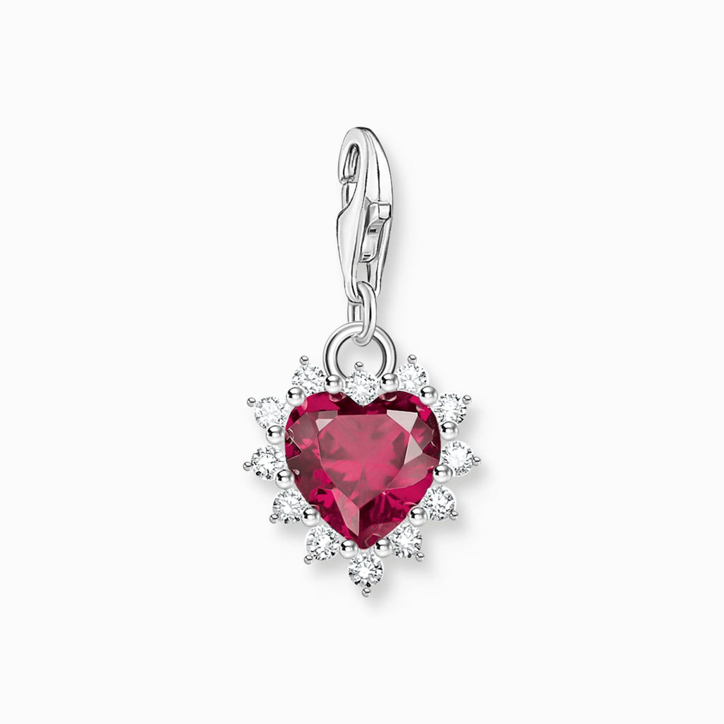 Red Stone Heart Charm 