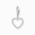 Silver Heart Charm with White Stones