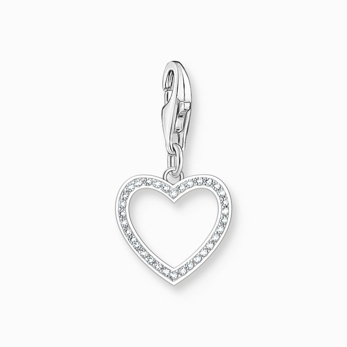 Silver Heart Charm with White Stones