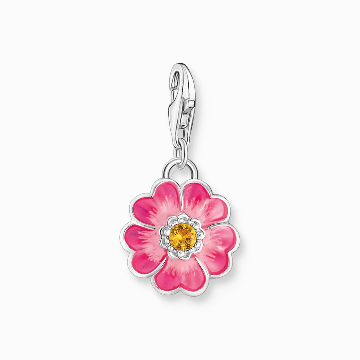 Pink Flower Charm Silver 