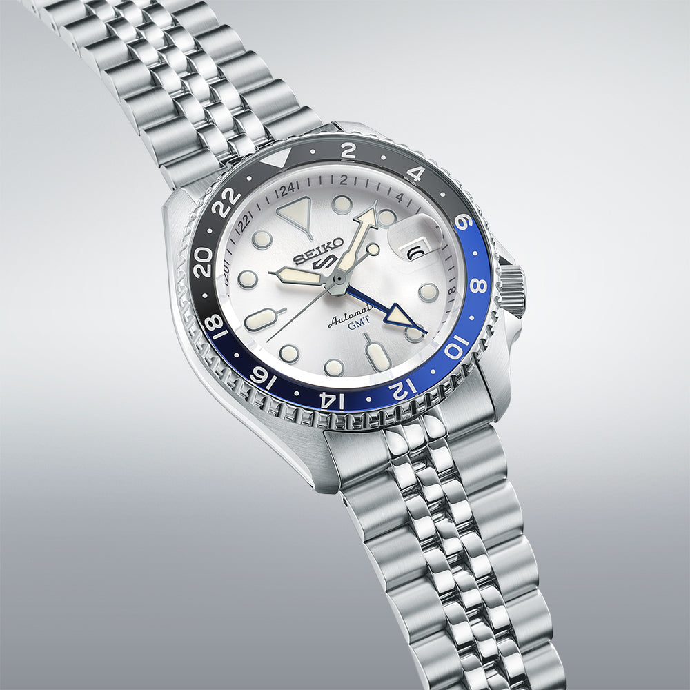 Seiko 5 Sports SKX GMT Sky Blue, Silver Cloud
