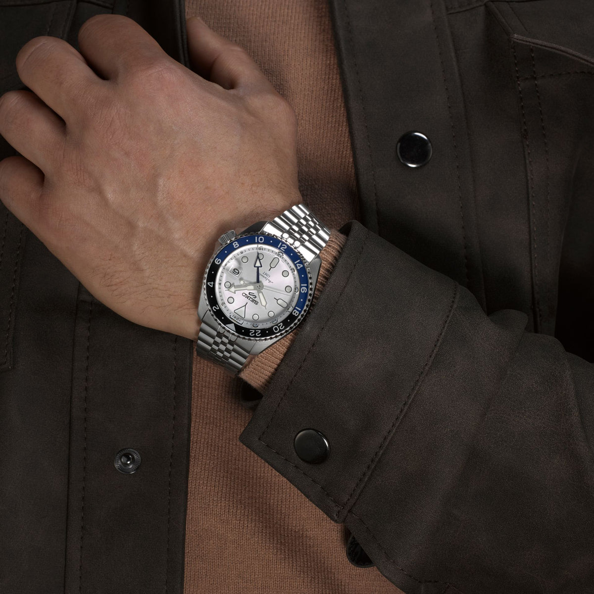 Seiko 5 Sports SKX GMT Sky Blue, Silver Cloud