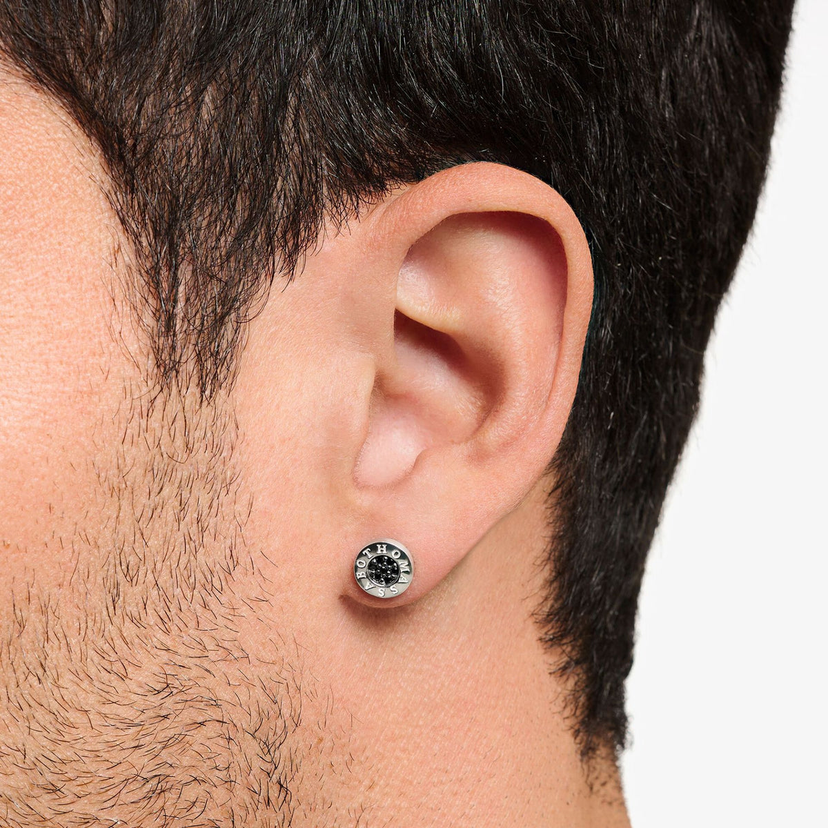 Black Pave Classic Ear Studs 