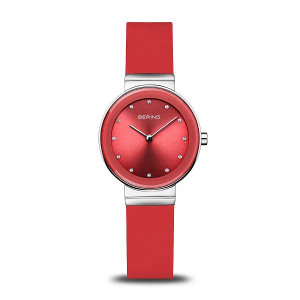 Red Silicone Classic Watch 