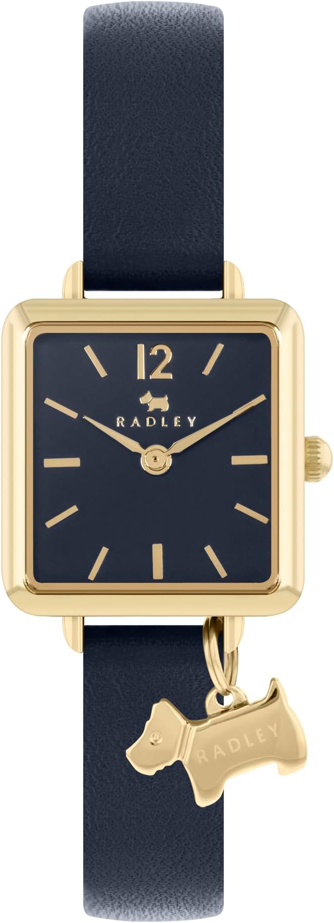 Square Pale Gold Plated Ink Leather Strap Watch