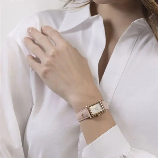 Mother of Pearl Dial Pink Strap Watch 