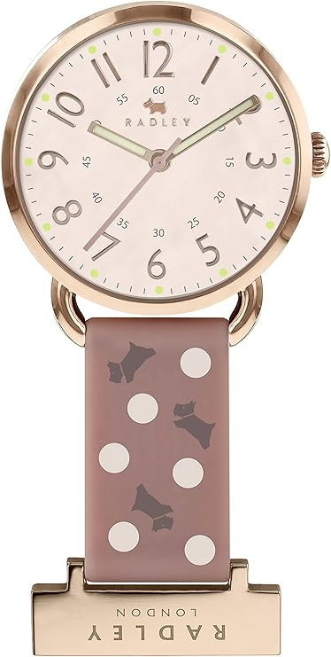 Nurse Fob Ladies Cameo Silicone Strap Polka Dot Print Watch