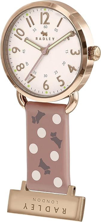 Nurse Fob Ladies Cameo Silicone Strap Polka Dot Print Watch