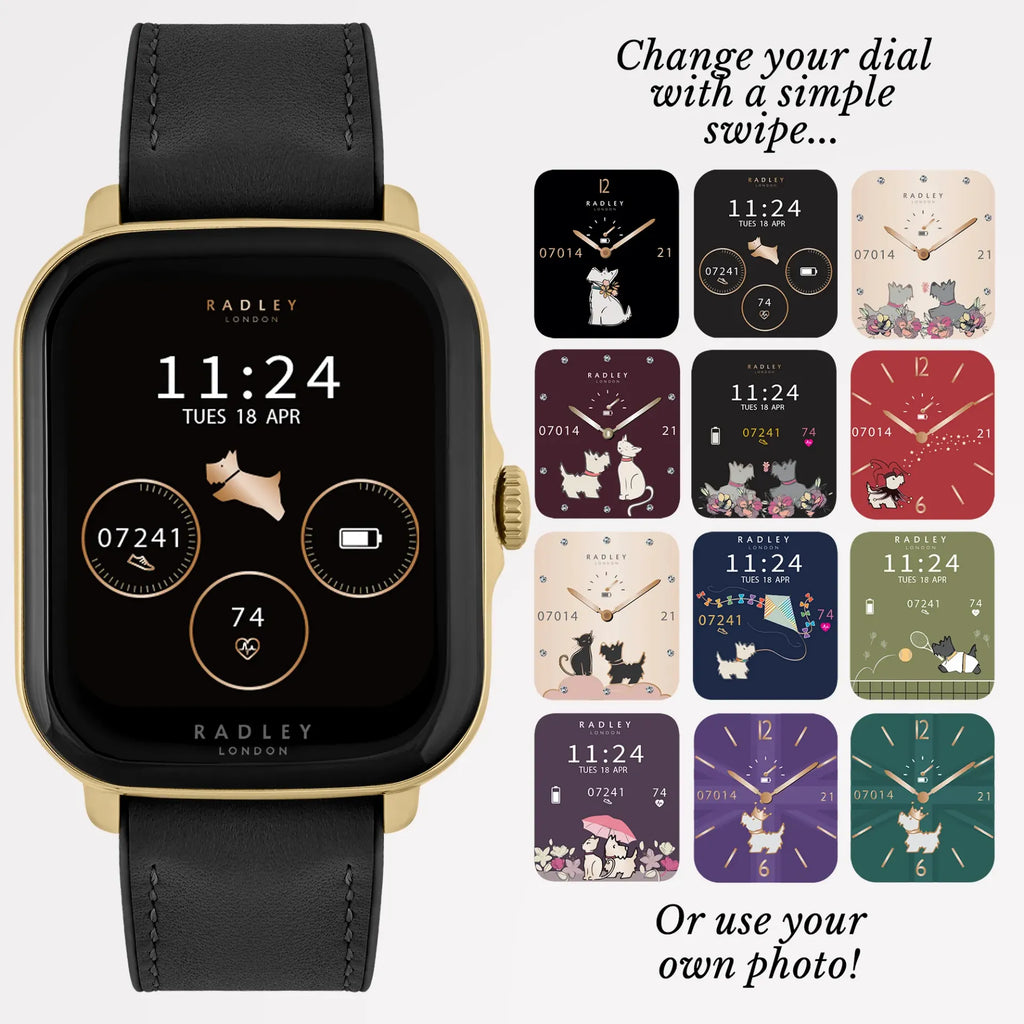 Radley Series 20 Smart Calling Watch Black Leather Strap