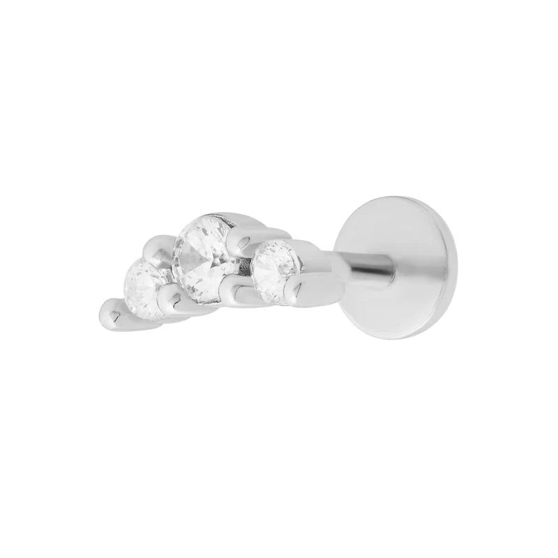 Trio Sparkle Flat Back Labret Single Stud 