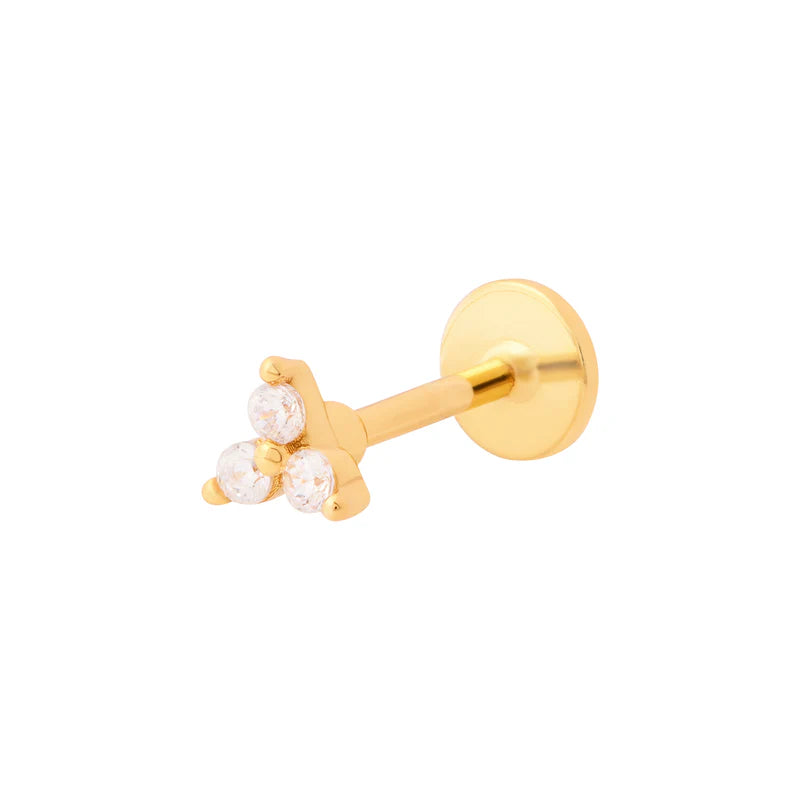 Trinity Flat Back Labret Stud - Gold