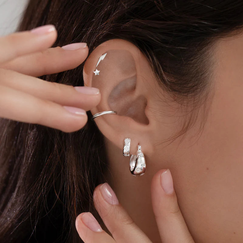 Star Flat Back Labret 6mm Stud - Silver