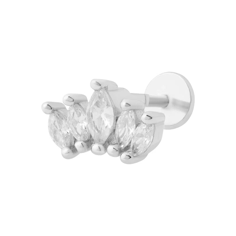 Lotus Flat Back Labret Stud - Silver