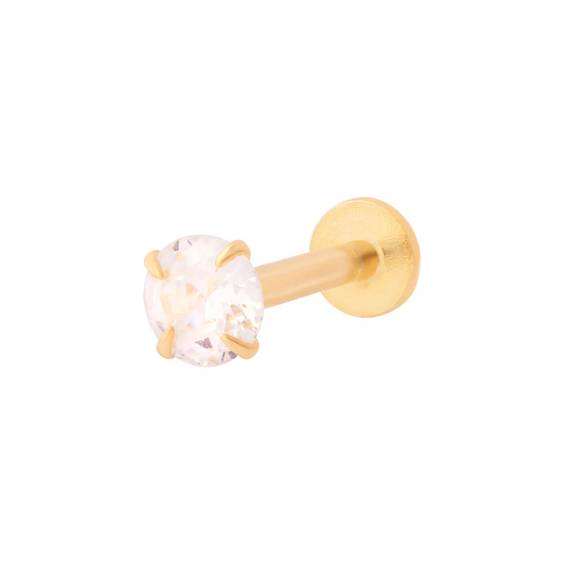 Sparkle Flat Back Labret Stud Medium - Gold