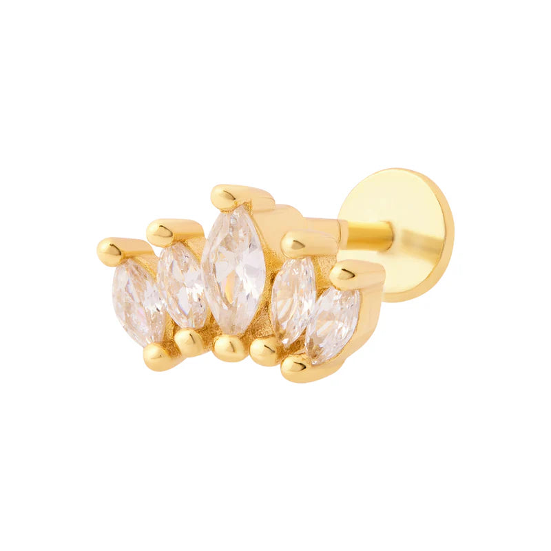 Lotus Flat Back Labret Stud - Gold