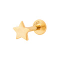 Star Flat Back Labret 6mm Stud - Gold