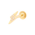 Lightning Bolt Flat Back Labret Stud - Gold