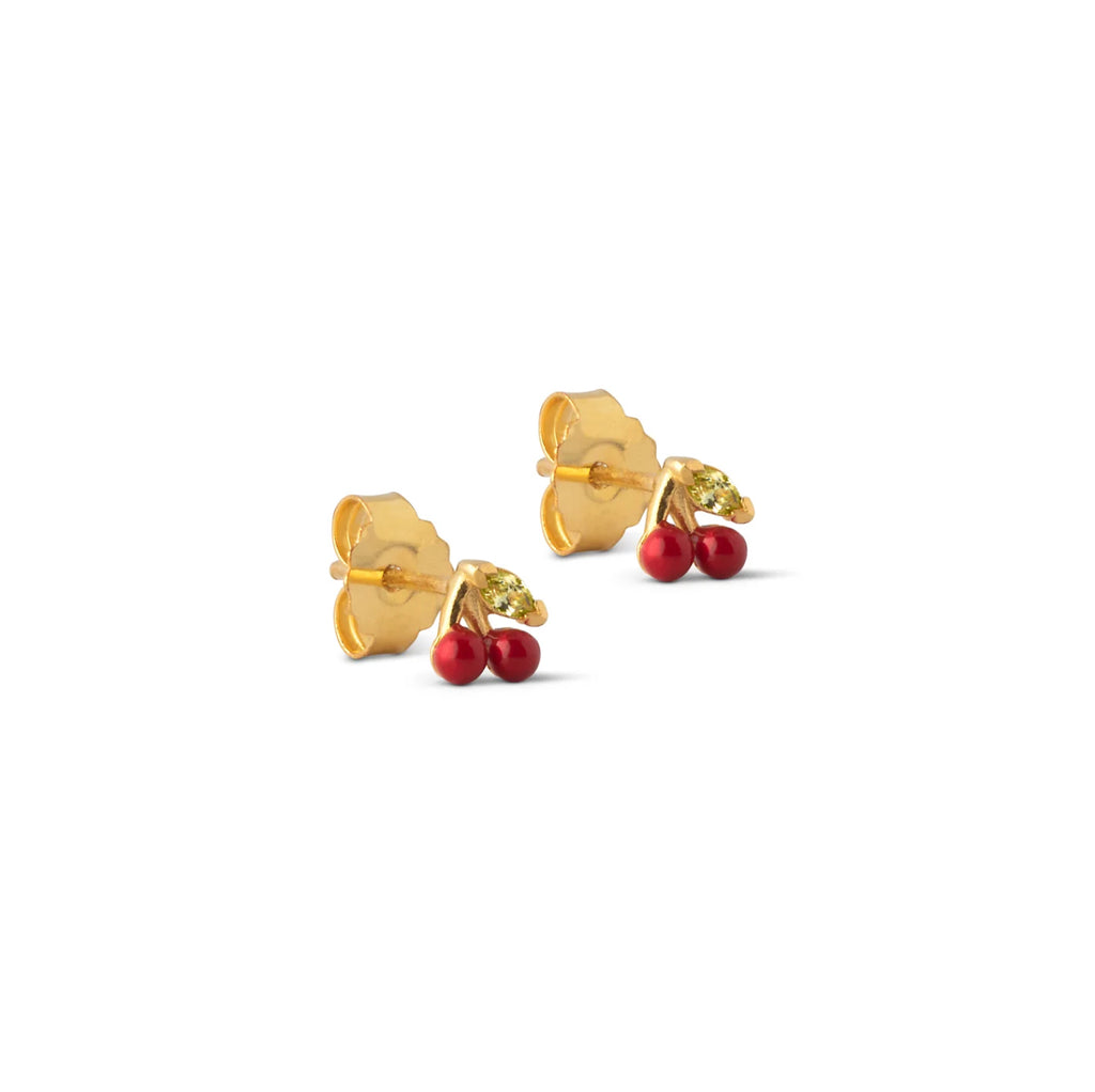Enamel Cherry Stud Earrings