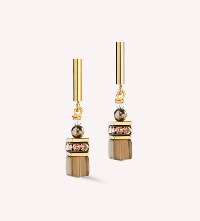 GeoCUBE® Precious Fusion Pearls Earrings Mocha Mousse