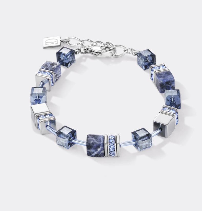 GeoCUBE® Bracelet sodalite & haematite blue