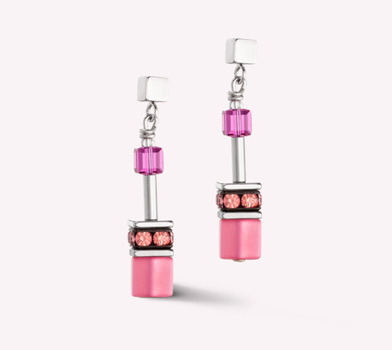 GeoCUBE® Iconic earrings Viva Magenta