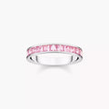 Pink channel set princess cut band ring